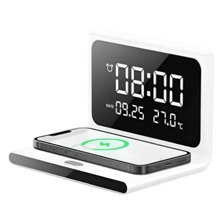  Беспроводное зарядное устройство + часы Recci RLS-L12 15W белое