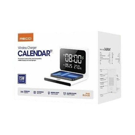  Беспроводное зарядное устройство + часы Recci RLS-L12 15W белое