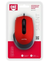 Мышь проводная беззвучная Smartbuy ONE 265 USB/DPI 800-1200-1600-2400/4 кнопки/1.5м красная 