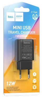  Сетевое зар. устр. Hoco C134A 1USB 12W черное