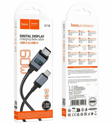 Usb Кабель-зарядка Type-C на Type-C Hoco X118 60W 1м силиконовый черный
