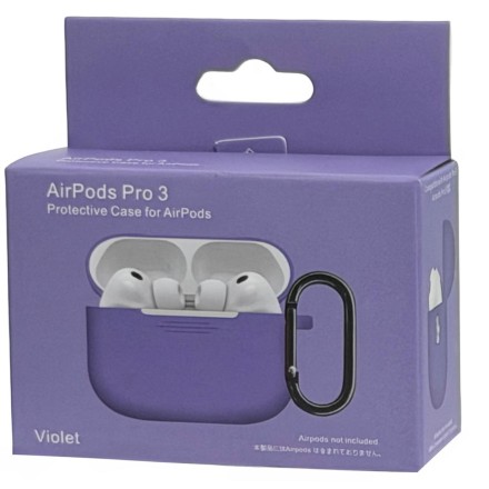  Силиконовый чехол для AirPods Pro 3 c карабином фиолетовый
