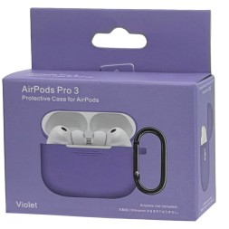 Силиконовый чехол для AirPods Pro 3 c карабином фиолетовый