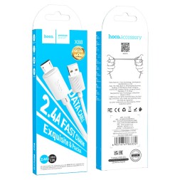Usb Кабель-зарядка Micro Hoco X88 Cool 2.4A 1м силиконовый белый