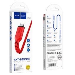 Usb Кабель-зарядка Lightning Hoco X59 Victory 1м в тканевой оплётке красный