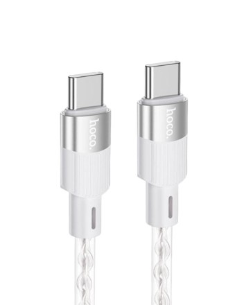  Usb Кабель-зарядка Type-C на Type-C Hoco X99 Crystal junction 3A 60W 1м силиконовый серебристый