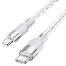 Usb Кабель-зарядка Type-C на Type-C Hoco X99 Crystal junction 3A 60W 1м силиконовый серебристый