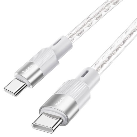  Usb Кабель-зарядка Type-C на Type-C Hoco X99 Crystal junction 3A 60W 1м силиконовый серебристый