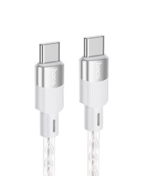 Usb Кабель-зарядка Type-C на Type-C Hoco X99 Crystal junction 3A 60W 1м силиконовый серебристый