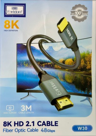  Кабель HDMI - HDMI v2.1 Earldom ET-W30 8K 3м черный