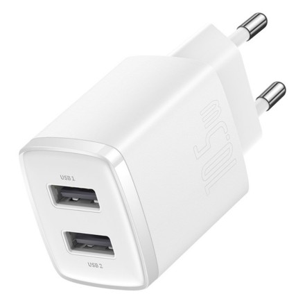  Сетевое зар. устр. Baseus Compact 10.5W 2USB CCXJ010202 белое