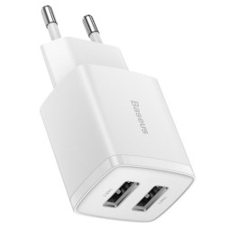 Сетевое зар. устр. Baseus Compact 10.5W 2USB CCXJ010202 белое