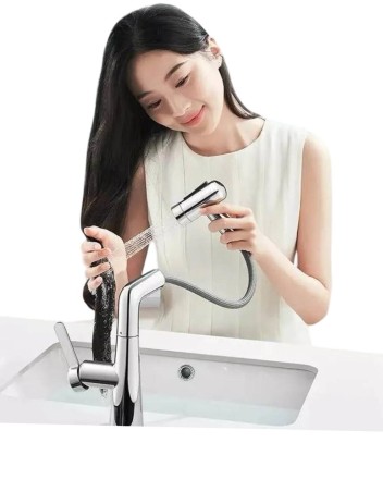  Выдвижной кухонный смеситель Mijia Pull-Out Basic Faucet S1 MJCLSMPLT01DB серебристый