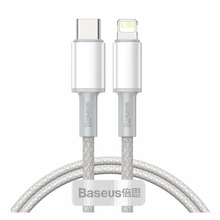  Кабель-зарядка Type-C на Lighting Baseus High Density Braided 2м (CATLGD-A02) 20W белый