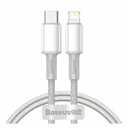 Кабель-зарядка Type-C на Lighting Baseus High Density Braided 2м (CATLGD-A02) 20W белый