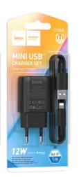 Сетевое зар. устр. Hoco C134A с шнуром Lightning 1USB 12W черное