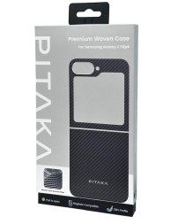 Накладка для Samsung Galaxy Z Flip 6 Pitaka Premium Woven Case черно-серая