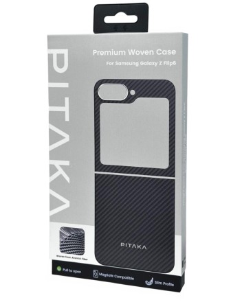  Накладка для Samsung Galaxy Z Flip 6 Pitaka Premium Woven Case черно-серая