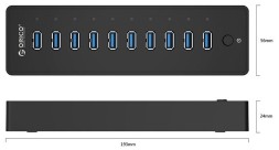 USB-хаб Orico P10-U3 USB3.0x10 черный