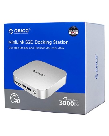  Док-станция + хаб Orico M47P для 2 SSD M.2 USB3.2x3/MicroSD/TF/Совместим с Mac Mini M4 серебристый