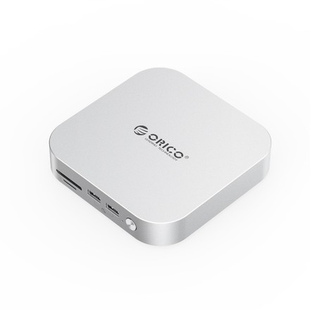  Док-станция + хаб Orico M47P для 2 SSD M.2 USB3.2x3/MicroSD/TF/Совместим с Mac Mini M4 серебристый