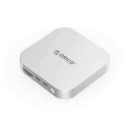 Док-станция + хаб Orico M47P для 2 SSD M.2 USB3.2x3/MicroSD/TF/Совместим с Mac Mini M4 серебристый