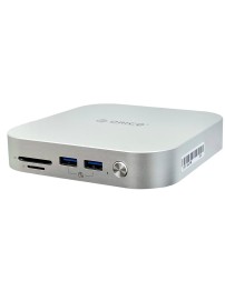 Док-станция + хаб Orico M47P для 2 SSD M.2 USB3.2x3/MicroSD/TF/Совместим с Mac Mini M4 серебристый