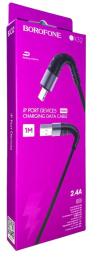 Usb Кабель-зарядка Lightning Borofone BX32 Munificent 2.4A 1м тканевый чёрный