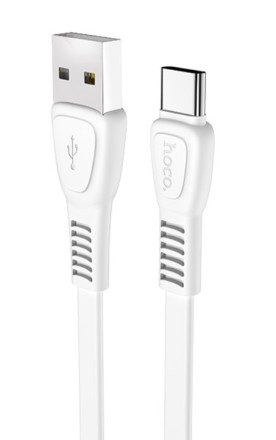 Usb Кабель-зарядка Type-C Hoco X40 Noah 3A 1м плоский силиконовый белый