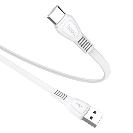  Usb Кабель-зарядка Type-C Hoco X40 Noah 3A 1м плоский силиконовый белый