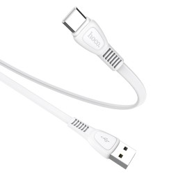 Usb Кабель-зарядка Type-C Hoco X40 Noah 3A 1м плоский силиконовый белый