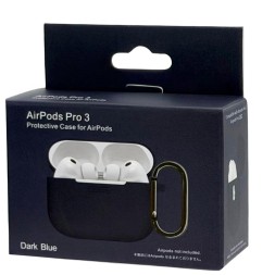 Силиконовый чехол для AirPods Pro 3 c карабином синий