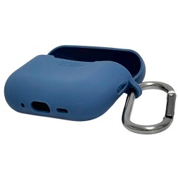 Силиконовый чехол для AirPods Pro 3 c карабином синий