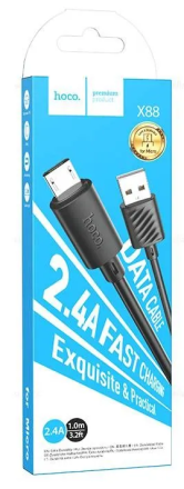  Usb Кабель-зарядка Micro Hoco X88 Cool 2.4A 1м силиконовый чёрный