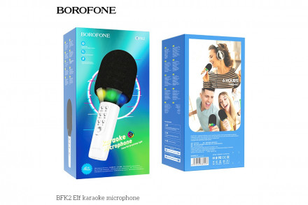 Микрофон для караоке Borofone BFK2 1200mAh 6h BT5.0 белый