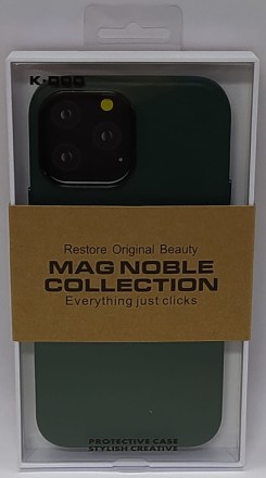  Накладка для i-Phone 13 Pro Max K-Doo Mag Noble кожаная зелёная