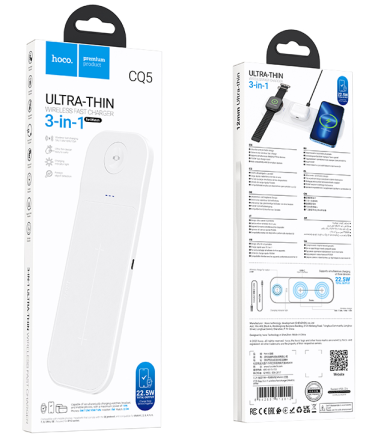  Беспроводное зарядное устройство 3in1 смартфон/iWatch/AirPods Hoco CQ5 15W белое