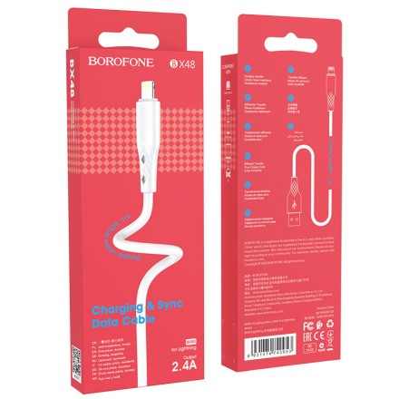  Usb Кабель-зарядка Lightning Borofone BX48 2.4A 1м белый