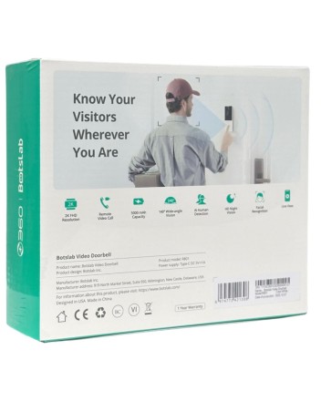  Звонок дверной Botslab Video Doorbell R801 EU Белый