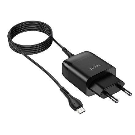  Сетевое зар. устр. Hoco C72Q с шнуром Micro 1USB QC3.0 18W черное