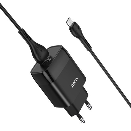  Сетевое зар. устр. Hoco C72Q с шнуром Micro 1USB QC3.0 18W черное