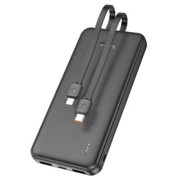 Powerbank Hoco J118 10000mAh 2USB/1C с проводом Type-C/Lightning черный
