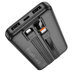 Powerbank Hoco J118 10000mAh 2USB/1C с проводом Type-C/Lightning черный