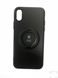 Чехол-накладка для i-Phone X/XS силикон iface с держателем чёрный