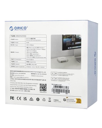  Док-станция + хаб Orico M49P для 1 SSD M.2 USB3.2x2/USB2.0x2/AUX/Mic/MicroSD/TF/Mac Mini 2024 серебр