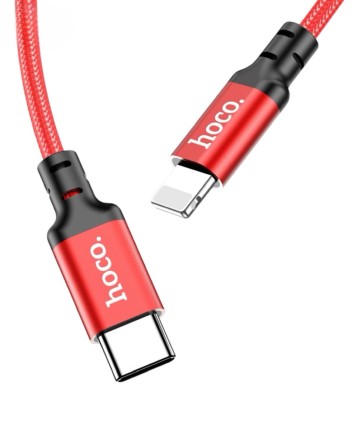  Usb Кабель-зарядка Type-C на Lightning Hoco X14 Double 3A 20W 3м в тканевой оплетке красный