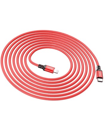  Usb Кабель-зарядка Type-C на Lightning Hoco X14 Double 3A 20W 3м в тканевой оплетке красный