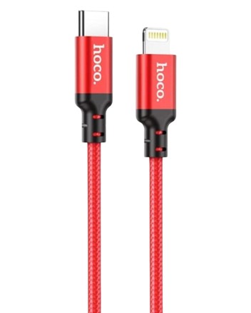  Usb Кабель-зарядка Type-C на Lightning Hoco X14 Double 3A 20W 3м в тканевой оплетке красный