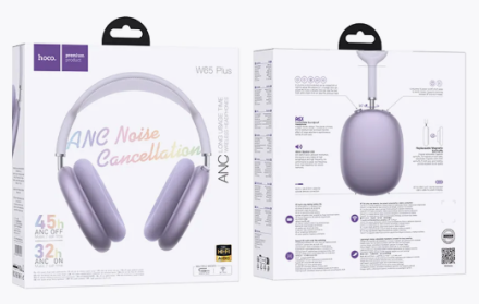  Стереонаушники Bluetooth полноразмерные Hoco W65 Plus ANC фиолетовые