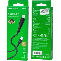 Usb Кабель-зарядка Lightning Borofone BX37 Wieldy 2.4A 1м в оплётке PVC чёрный